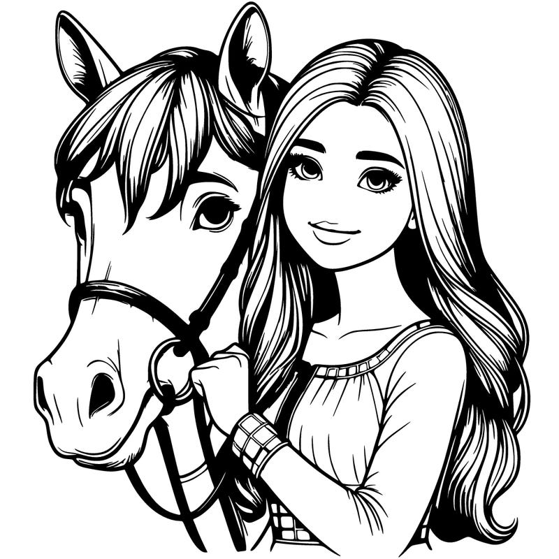 realistic girl with horse