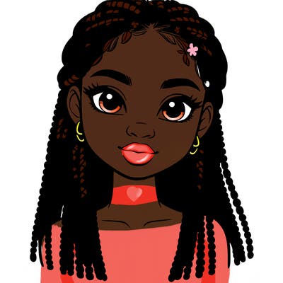 a realistic black girl with braids