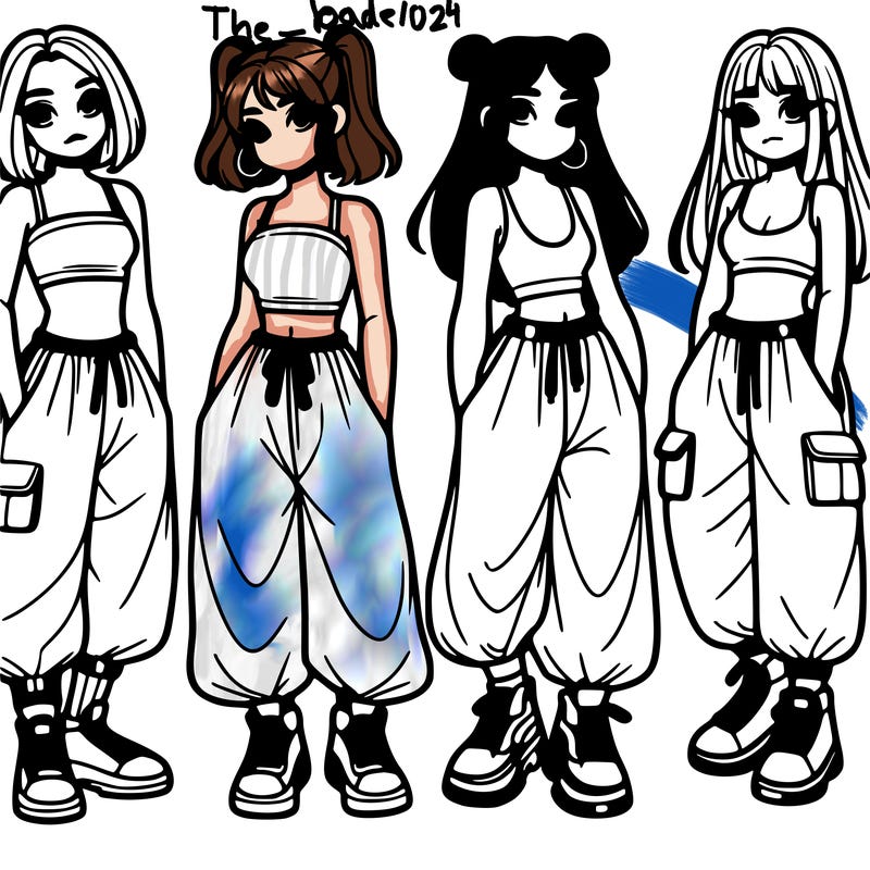 girls with crop top with baggy pants