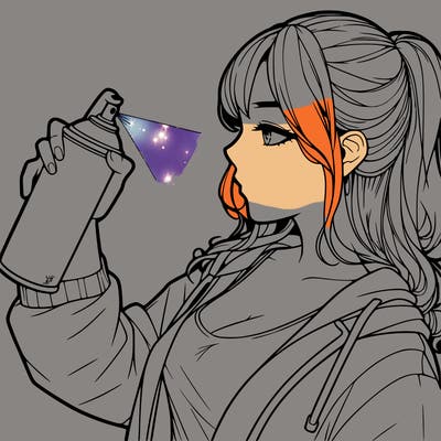 a realistic girl spray, painting
