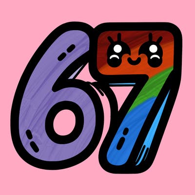 the numbers 67