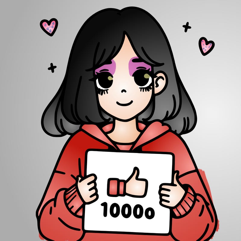 a girl with a sign saying 1000 likes