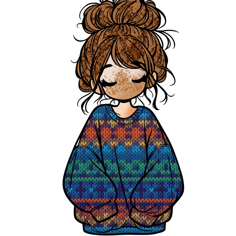 girl with baggy sweatshirt and messy bun