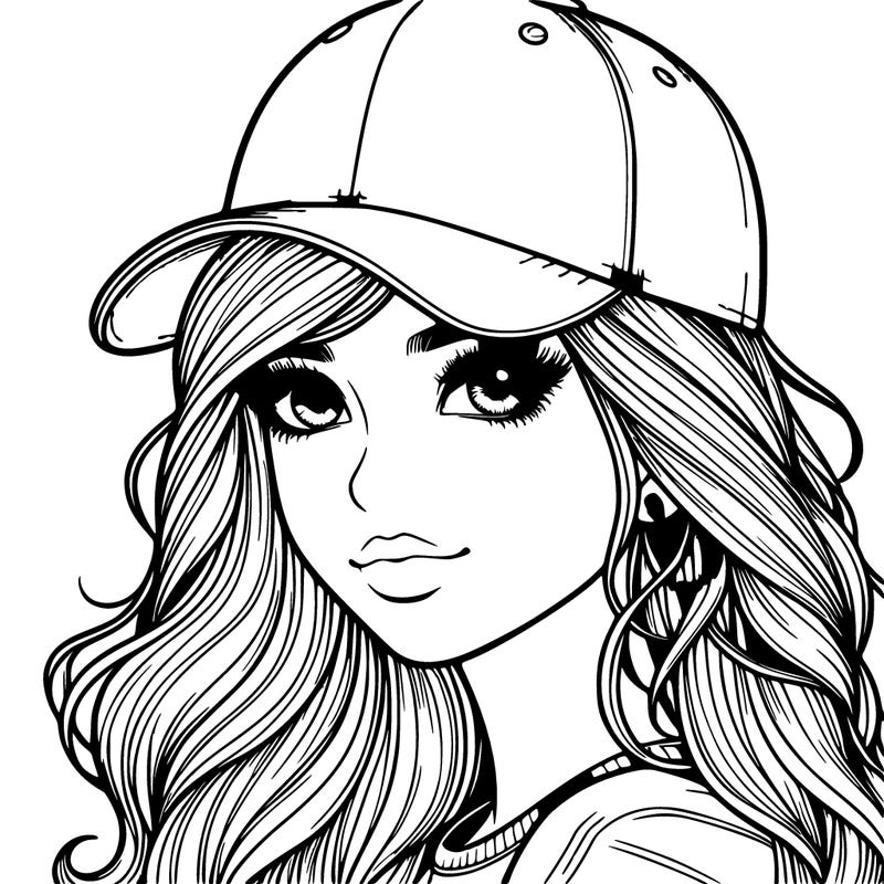 beautiful teenage girl baseball hat realistic