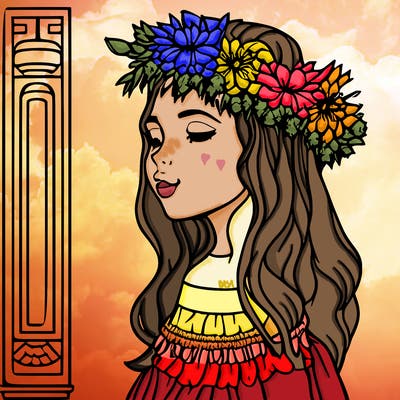 girl with flowers crown