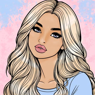 realistic girl with hair on her hair and lips