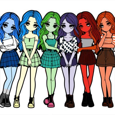 a group of girls realistic