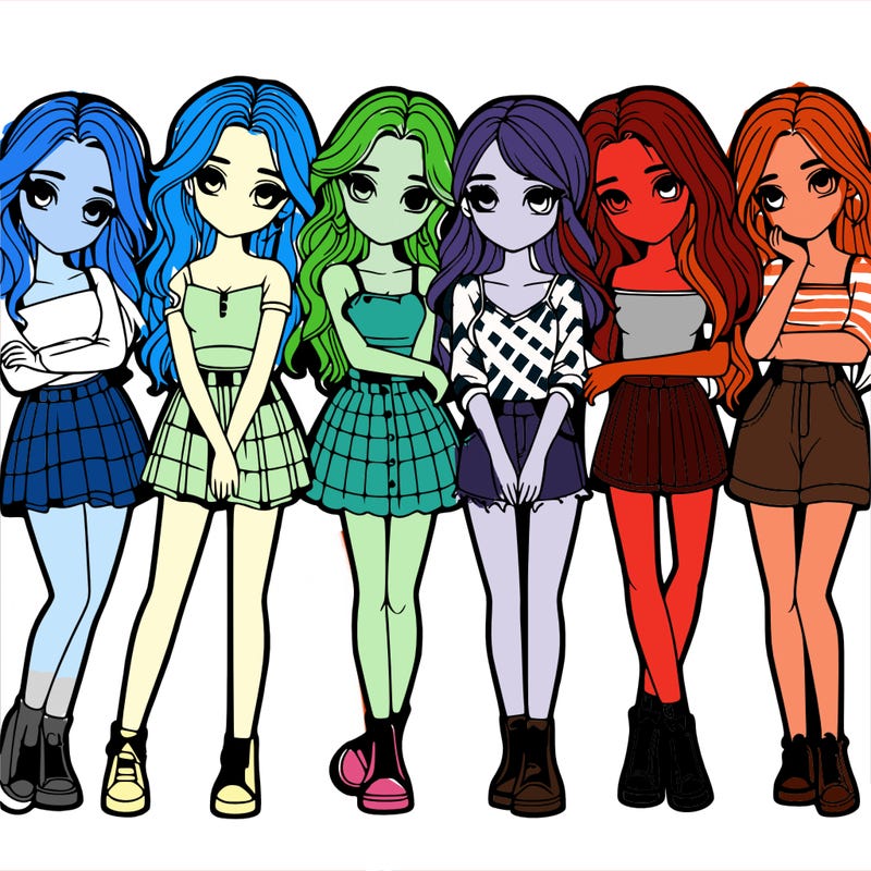 a group of girls realistic