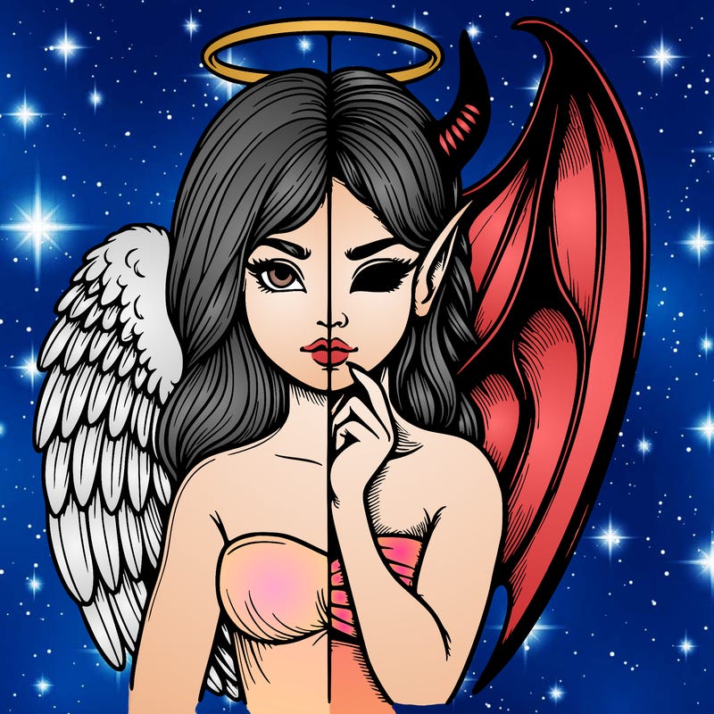 realistic angel half demon