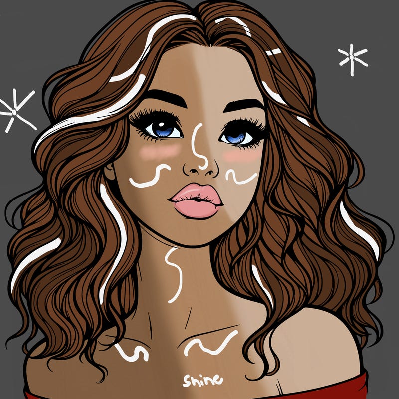 realistic girl with wavy hair and lips