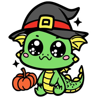 dragon kawaii halloween witch