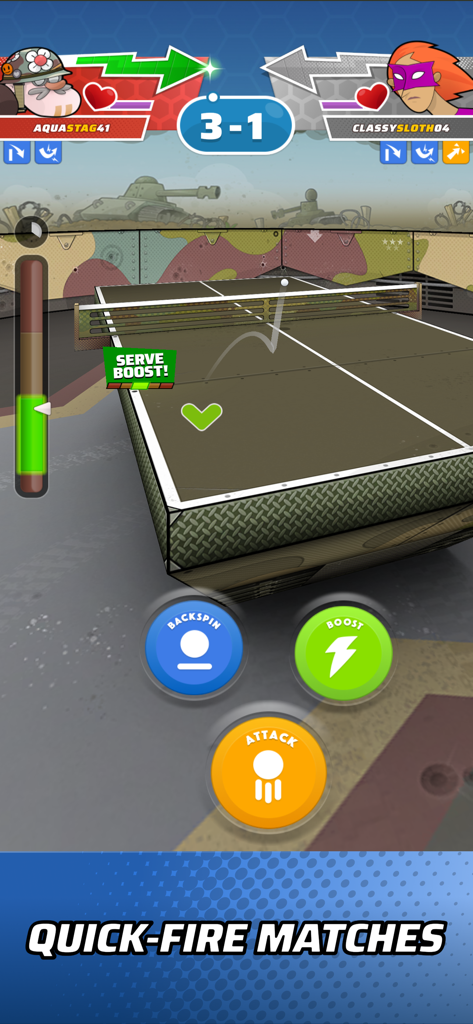 Ping Pong Squad - A table tennis match in Ping Pong Squad with quick fire gameplay and action buttons