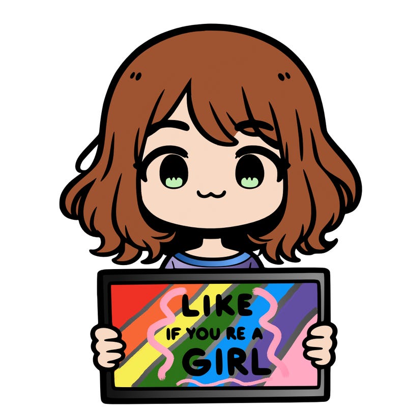 a cute girl holding a sign that says like if you’re a girl