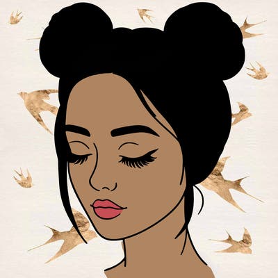 woman with hair buns