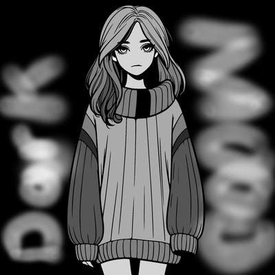 a realistic girl in a oversized sweater
