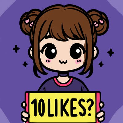 cute girl that is holding a sign that says 10 likes?