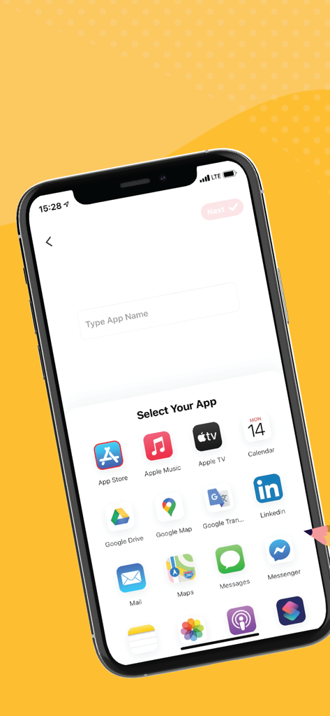 Smartphone-Bildschirm, der eine Auswahl beliebter App-Icons zur Anpassung in der Icon Changer App zeigt