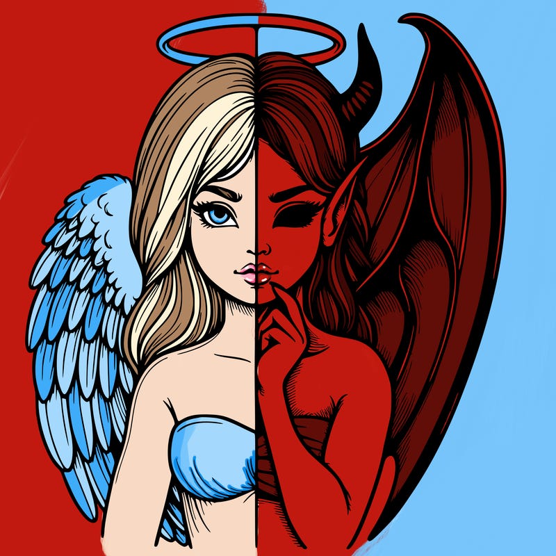 realistic angel half demon