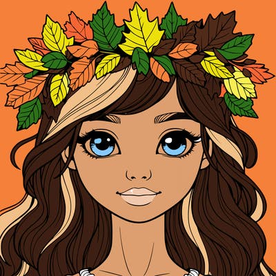 realistic girl with fall leaf crown