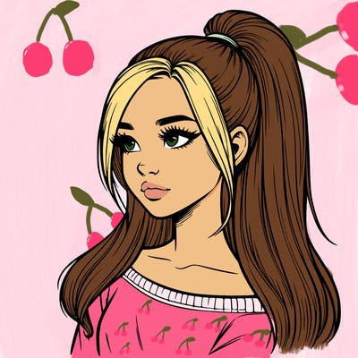 realistic girl with a high ponytail