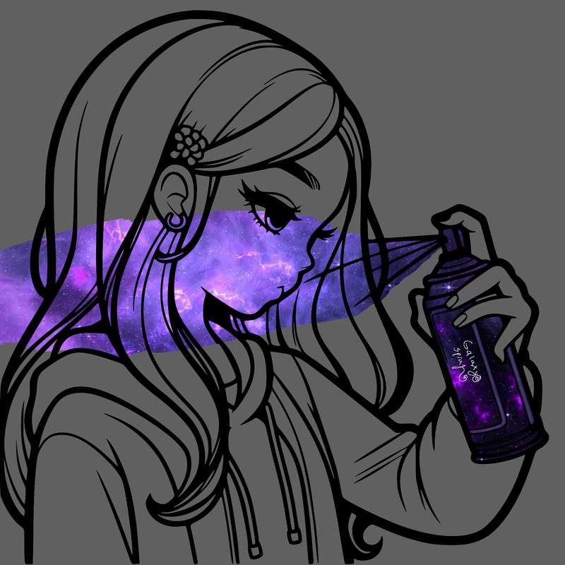 a realistic girl spray painting