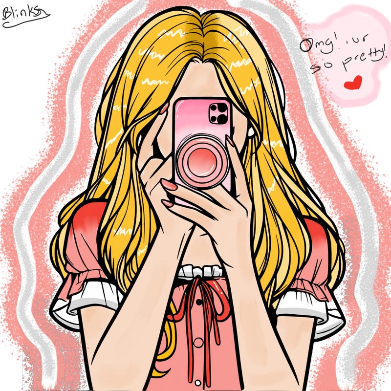 a realistic girl holding her phone taking pictures