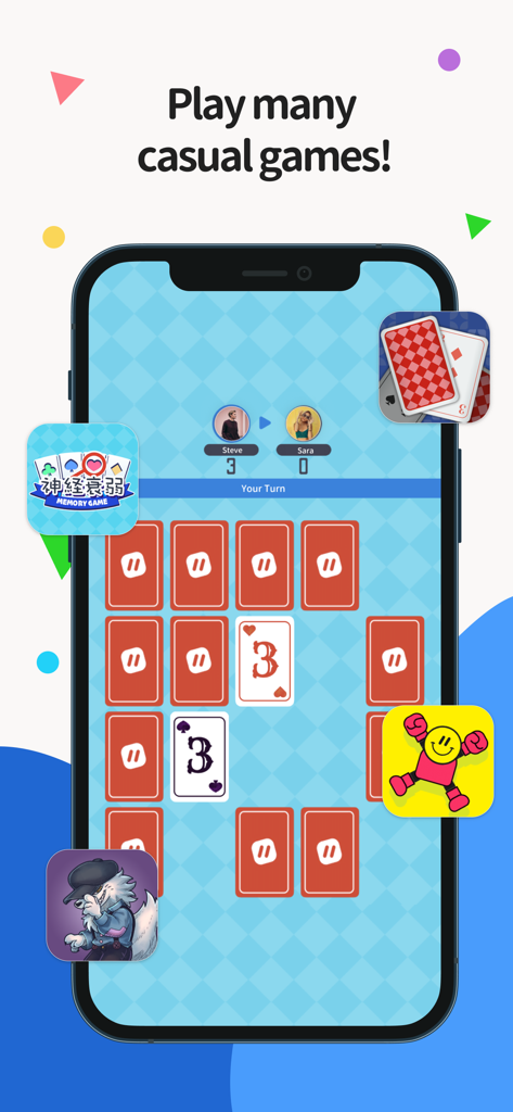 Parallel: Your Hangout Place - Dois usuários jogando um jogo casual de cartas de memória na interface do aplicativo Parallel