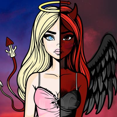 devil vs angel realistic girl