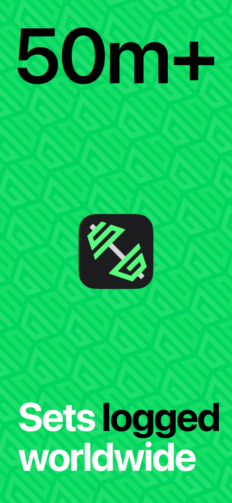 Setgraph workout tracker showing fifty million sets logged worldwide