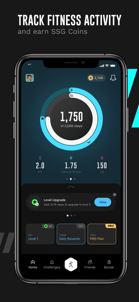 StepSetGo: Step Into Rewards - StepSetGo app home screen showing step counter calories distance and earned rewards