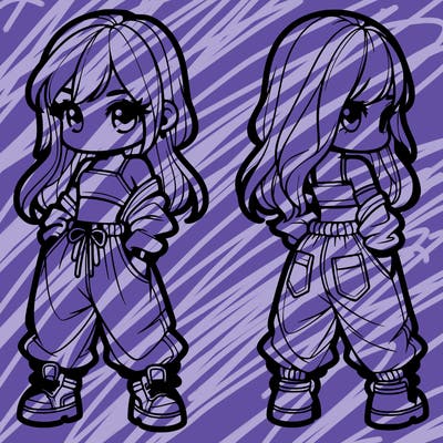 girl in crop top and baggy pants