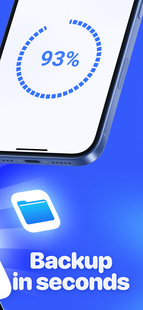 Smartphone screen showing a 93 percent progress circle for data backup