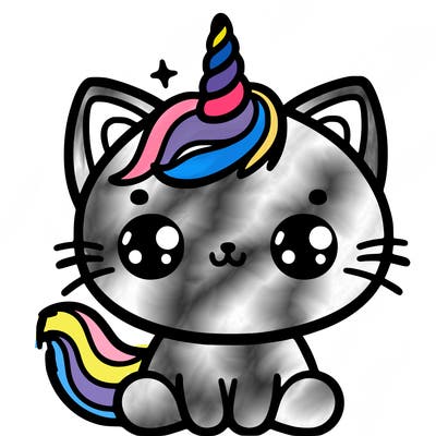 kitty whith a unicorn horn on right side