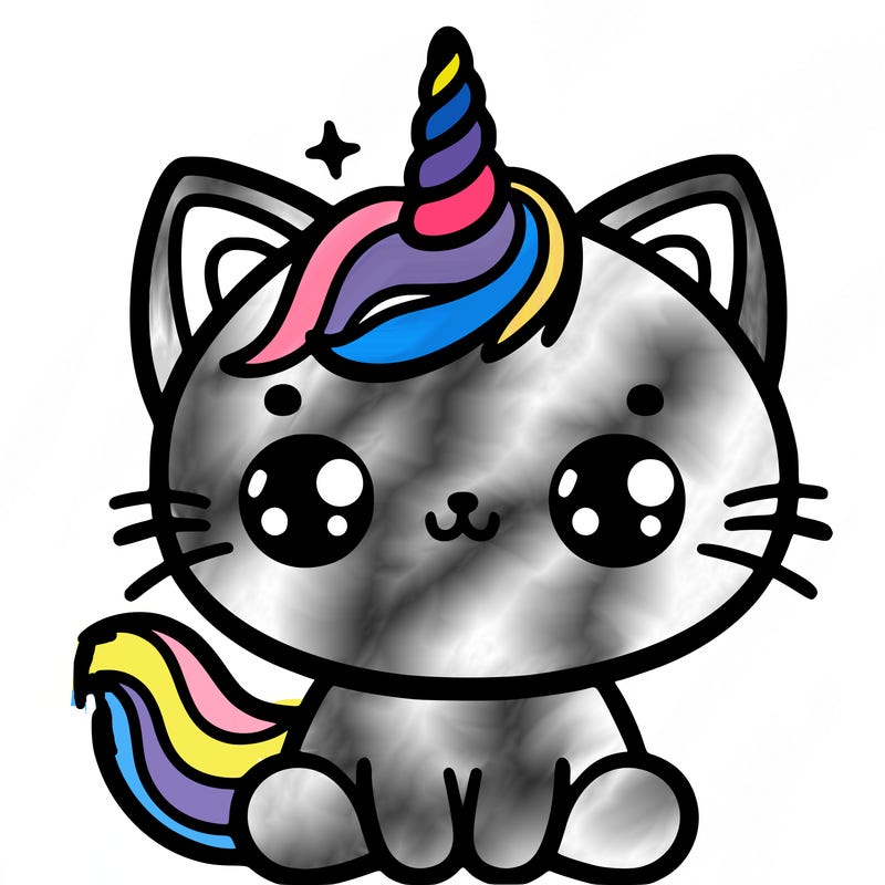 kitty whith a unicorn horn on right side