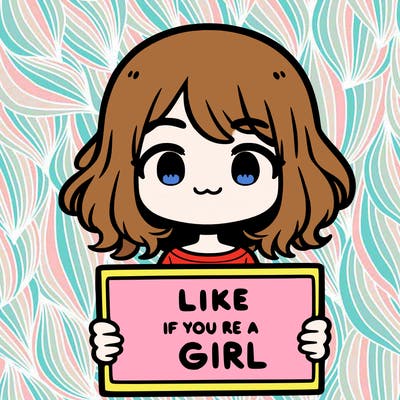 a cute girl holding a sign that says like if you’re a girl
