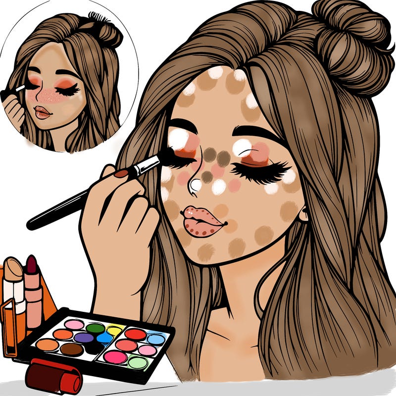 realistic girl doing makeup