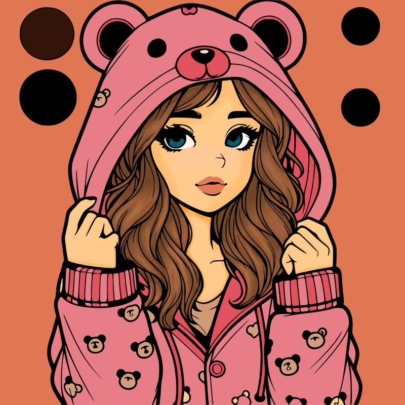 realistic girl in a animal pjs hoodie