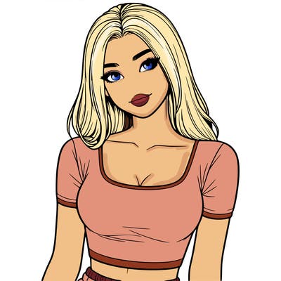 realistic girl with crop top