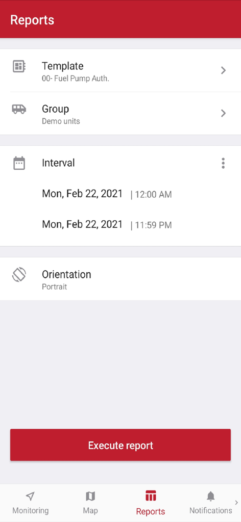 WBC Fleet - WBC Fleet app reports screen for asset tracking and data analysis