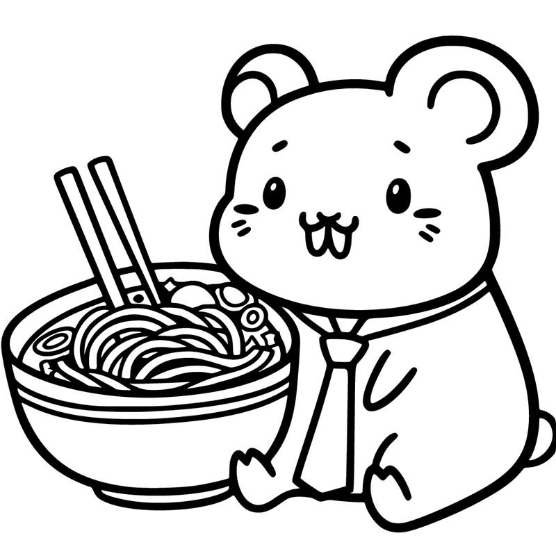 kawaii capybara with ramen