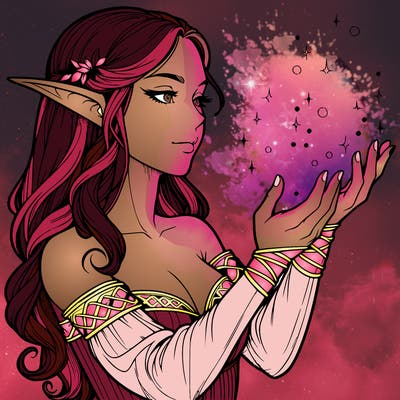 realistic elf girl doing magic