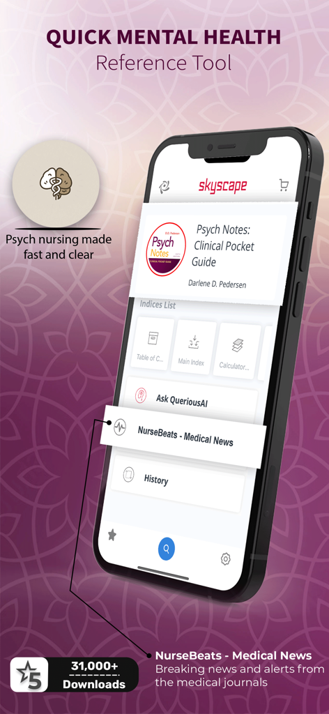 PsychNotes: Clinical Pkt Guide - PsychNotes mobile app interface for mental health clinical reference