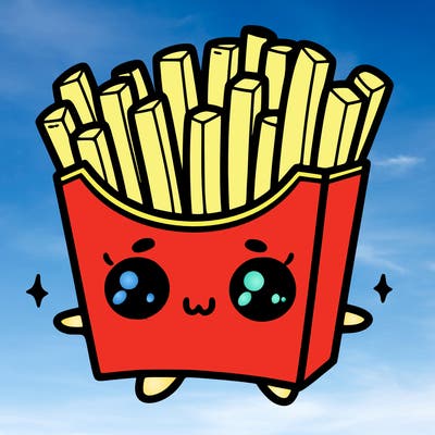 a cute. french fries