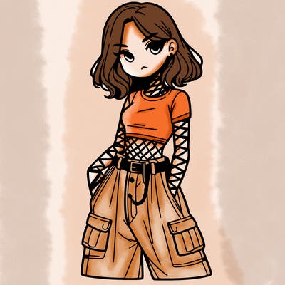 girl with crop top and baggy pants