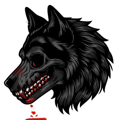 realistic wolf with skull face