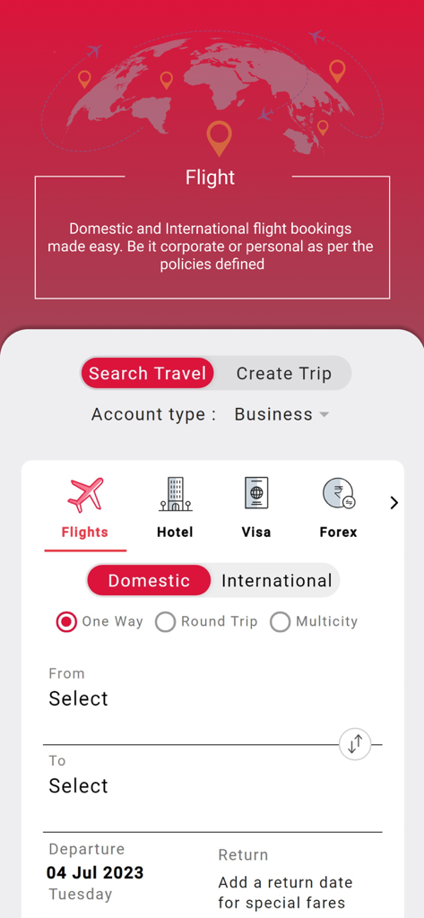 SOTC EVA - SOTC EVA Flugsuchoberfläche für die Buchung von Geschäftsreisen