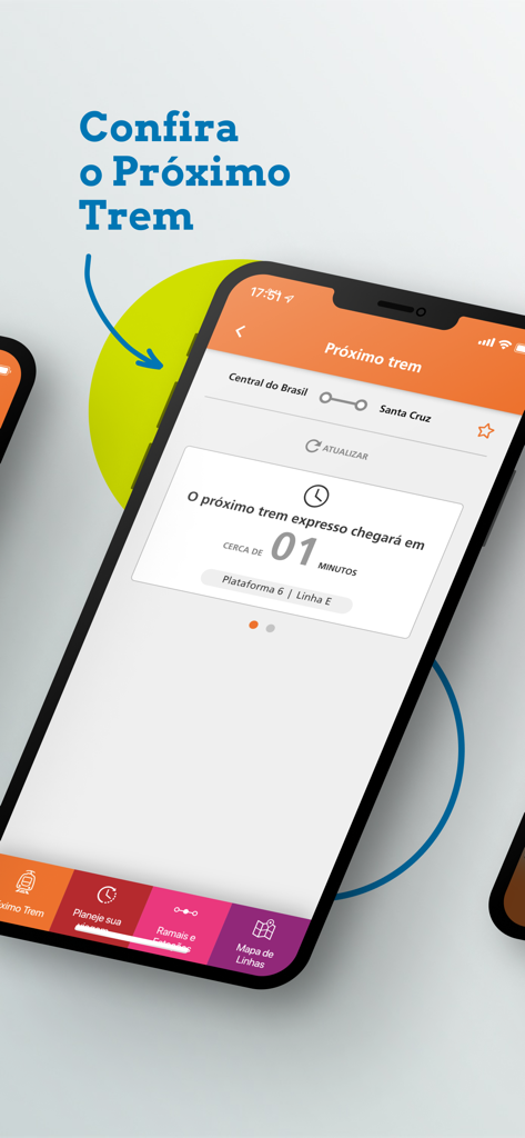 SuperVia mobile app interface displaying real-time arrival information for the next train in Rio de Janeiro