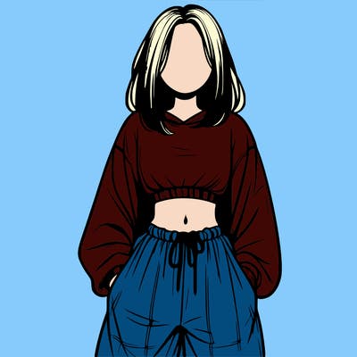 realistic girl faceless with baggy pants and a crop top
