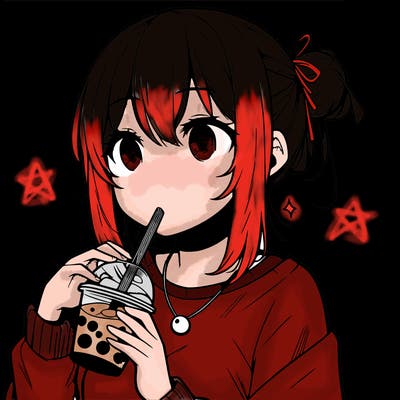 manga character drinking boba