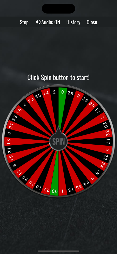 Spin The Wheel, Random Picker - A numbered roulette wheel with red and black segments and a central spin button for random decision making